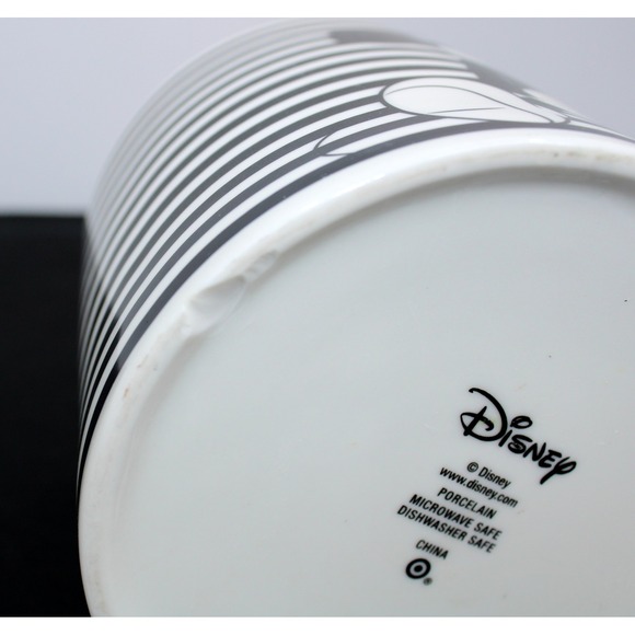 Disney Mickey Mouse Striped Porcelain Coffee Mug Black White Red Handle Target - Picture 5 of 5